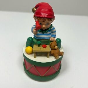 Vintage Enesco 1986 Christmas Small World of Music Box Toy Shop Technician